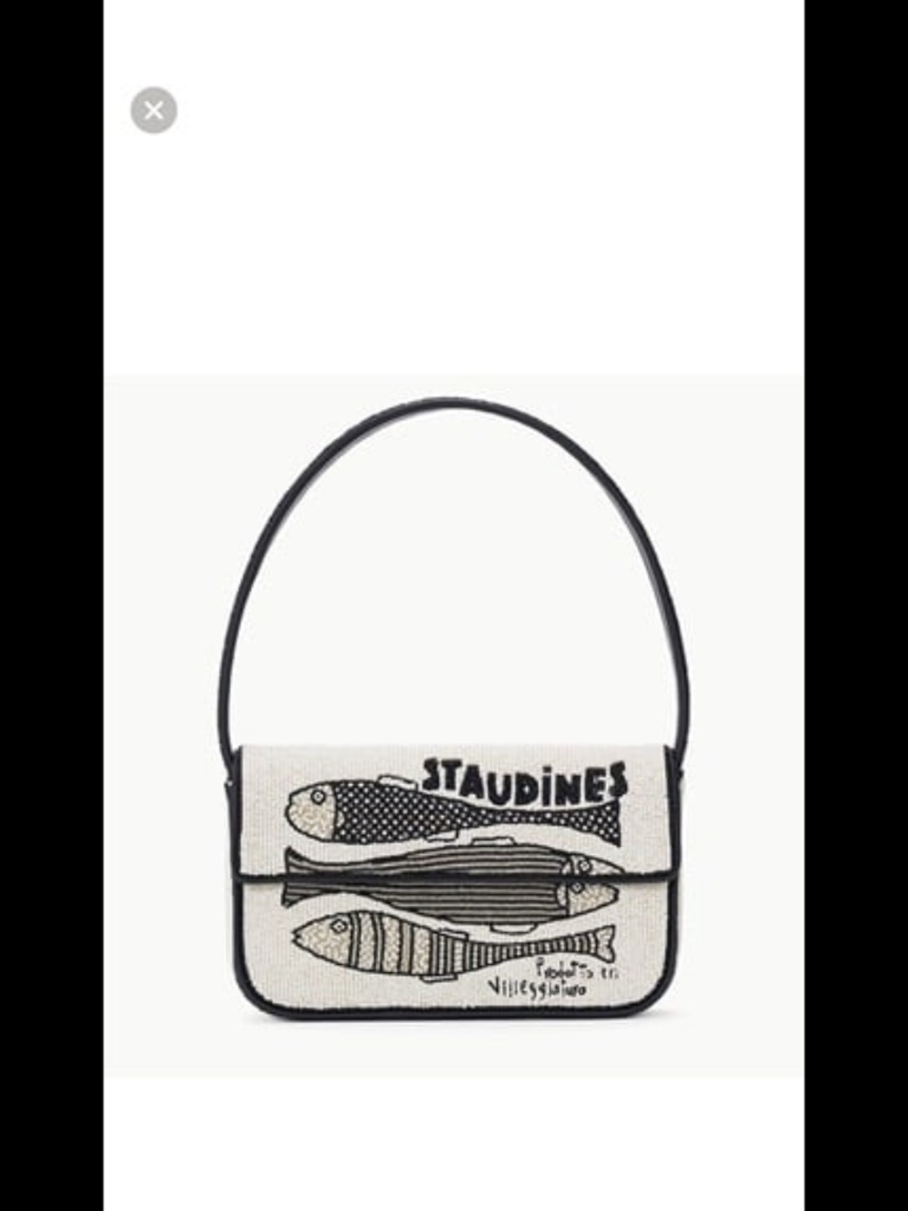 STAUD BEADED TOMMY BAG STAUDINES BLACK WHITE NWOT Limited Collection - Picture 7 of 7